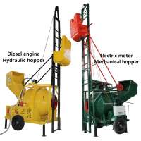 JZC350-DHL concrete mixer attachment with self loading and hydraulic hopper