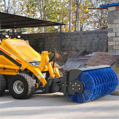 mini skid steer wheel loader road sweeper